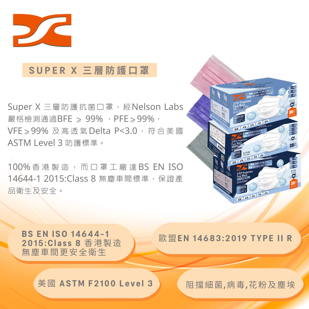 (SX-0013) 【5包】(7片)> 三層防護口罩 (紫色) 7片