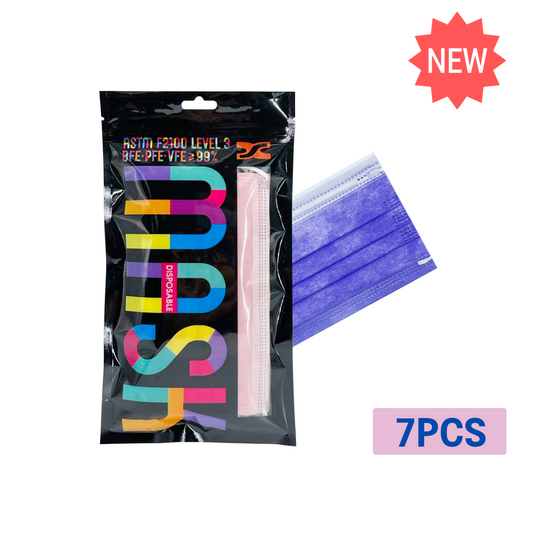 (SX-0013) 【5包】(7片)> 三層防護口罩 (紫色) 7片