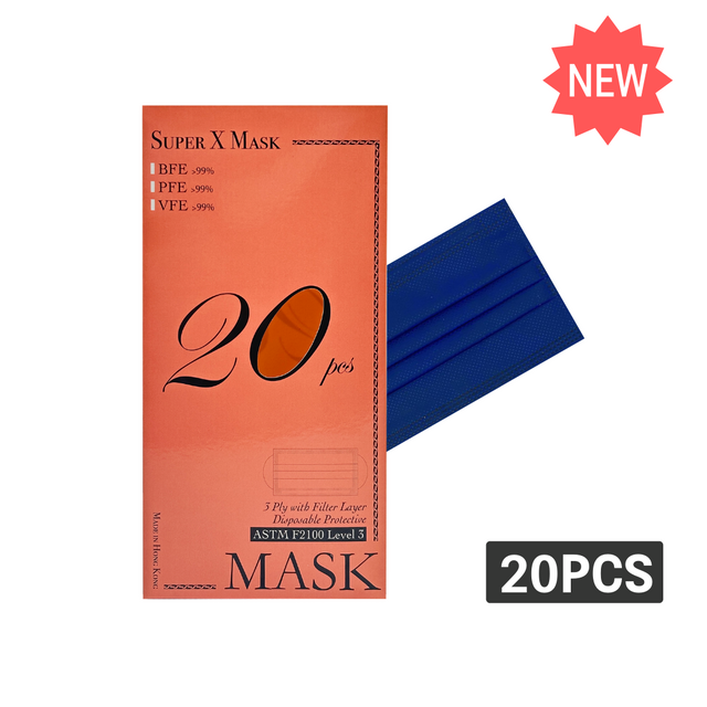 (SX-0006) 三層防護口罩 (海洋藍/非獨立包裝) 20片   買一送一